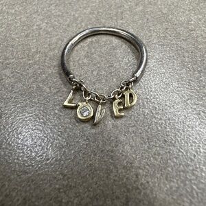 Silver and Gold 'Loved' Charm Ring